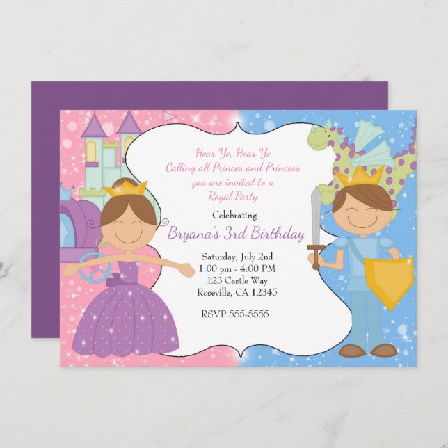 Invitación al partido real Princess & Prince Castl (Anverso / Reverso)