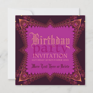 Invitación al partido rosa Chica bohemio medieval