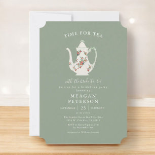 Invitación al partido Sage Green Bridal Shower Tea
