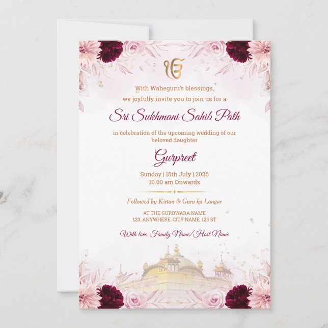 Invitación al Path de Sukhmani Sahib (Digital e Im (Anverso)