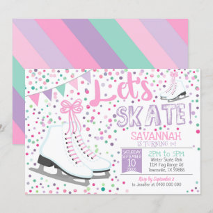Invitación al patinaje sobre hielo chica Fiesta de