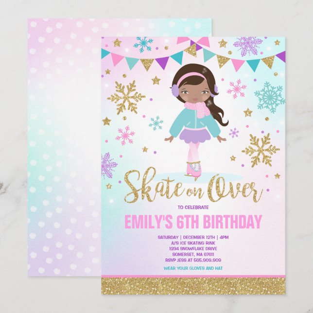 Invitación al patinaje sobre hielo Fiesta Gold (Anverso / Reverso)