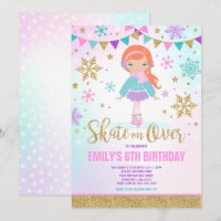 Invitación al patinaje sobre hielo Fiesta Gold