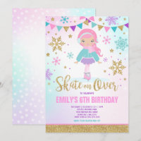 Invitación al patinaje sobre hielo Fiesta Gold