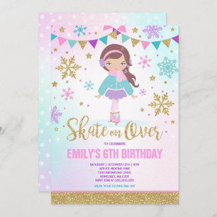 Invitación al patinaje sobre hielo Fiesta Gold