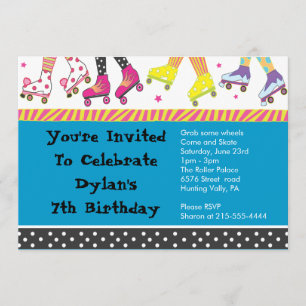 Invitación al patinaje sobre ruedas Feliz cumpleañ