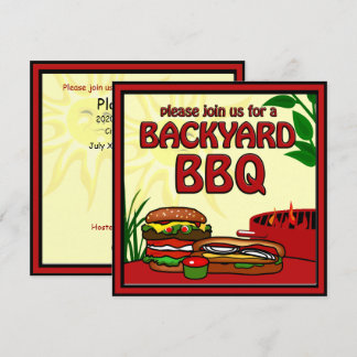 Invitación al patio trasero de parrillada barbacoa