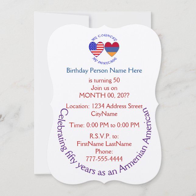 Invitación al patrimonio nacional armenio american (Anverso)