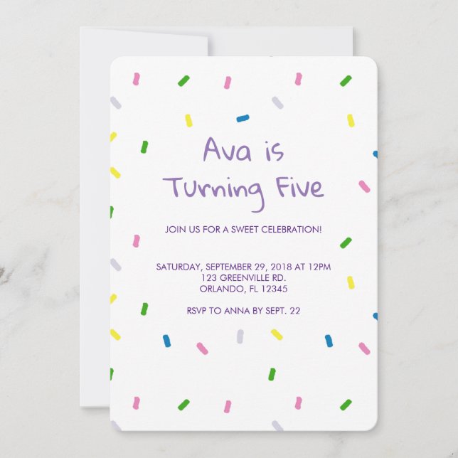 Invitación al patrón de cumpleaños de las rociadas (Anverso)