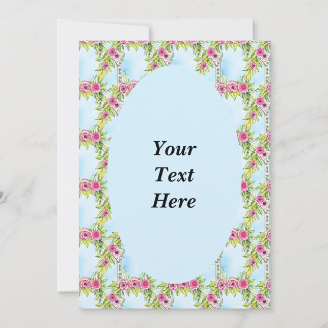 Invitación al patrón de trama de onda Rosa Art Nou (Anverso)