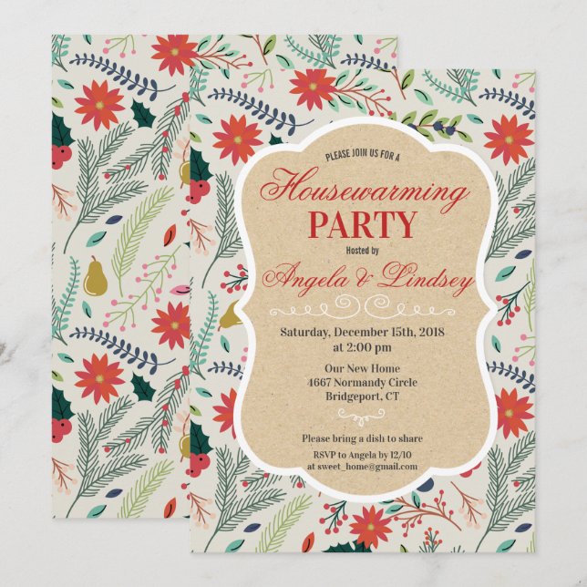 Invitación al patrón floral del Fiesta para el cal (Anverso / Reverso)