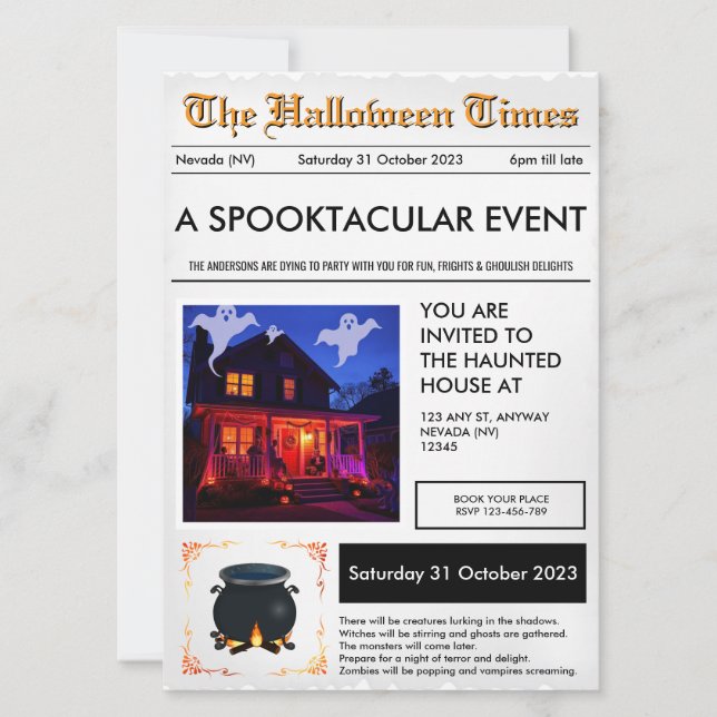 Invitación al periódico Halloween (Anverso)