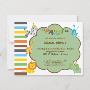 Invitación al Personalizable de animales coloridos