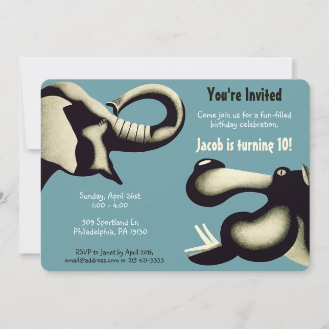 Invitación al Personalizable de estilo zoológico v (Anverso)