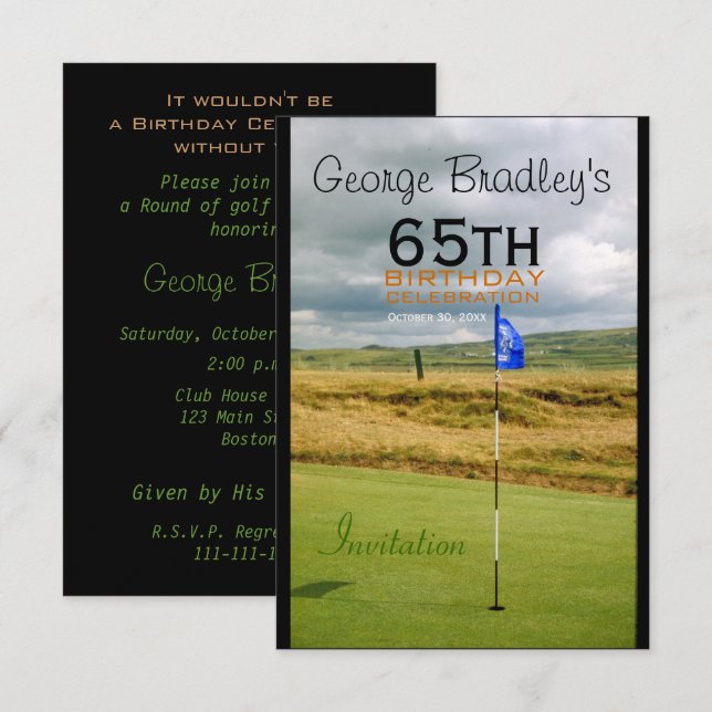 Invitación al Personalizable de golf de la celebra (Anverso / Reverso)