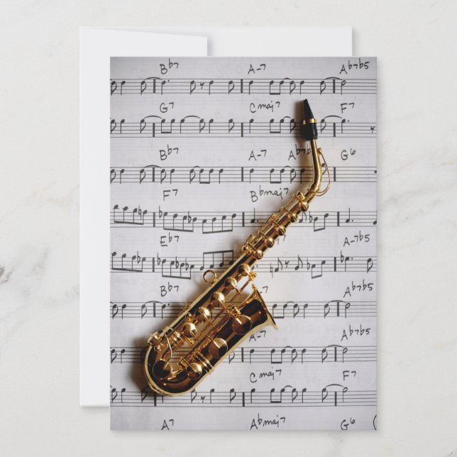 Invitación al Personalizable de jazz saxofón Fiest (Anverso)