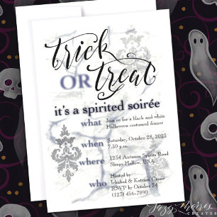 Invitación al Personalizable de Soirée con truco o