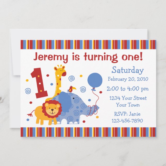 Invitación al Personalizado de cumpleaños 1° de Sa (Anverso)