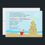 Invitación al Personalizado del Castillo Beach Chr<br><div class="desc">Perfecto para cualquier Fiesta de Navidades de playa!</div>