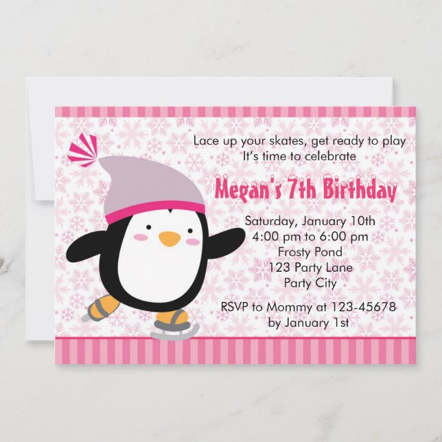 Invitación al pingüino - Cumpleaños de los Chicas  (Anverso)