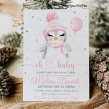 Invitación al pingüino de copo de nieve en Baby Sh