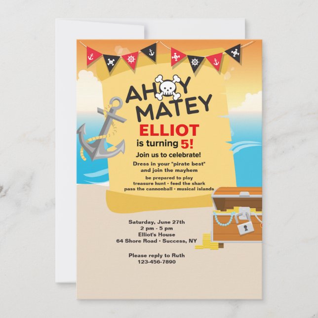 Invitación al pirata Ahoy Matey (Anverso)