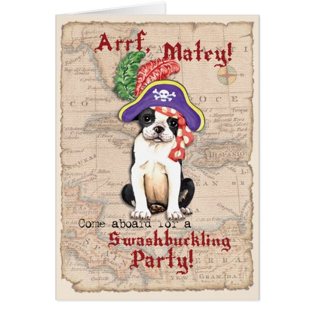 Invitación al Pirata de Boston Terrier (Frente)