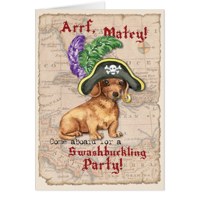 Invitación al pirata de Dachshund (Frente)