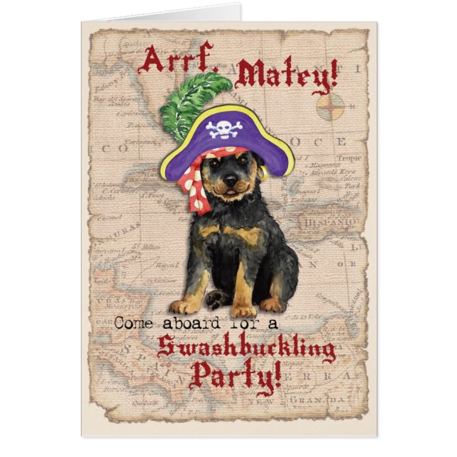 Invitación al pirata de Rottweiler (Frente)