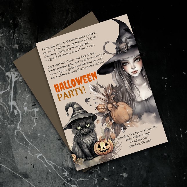 Invitación al poema de la fiesta de Halloween de B (Elevate your upcoming event with uniquely designed Halloween invitations featuring a spooky poem!)
