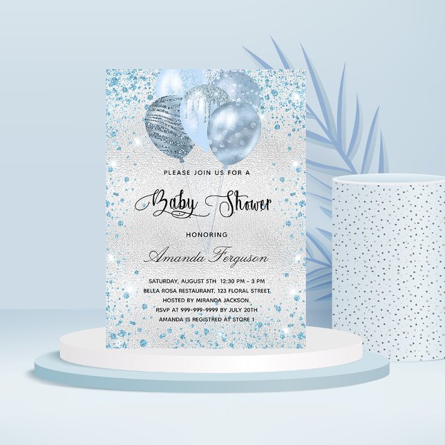 Invitación al polvo del purpurina azul de la ducha (Subido por el creador)