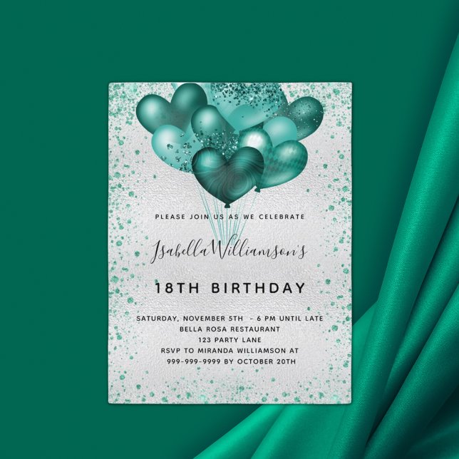 Invitación al polvo del purpurina verde azulado de (Subido por el creador)