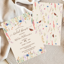 Invitación al prado de flores silvestres y maripos
