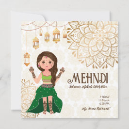 Invitación al presupuesto de Mehndi con una linda 