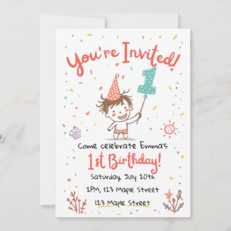 Invitación al primer cumpleaños con estilo de cray