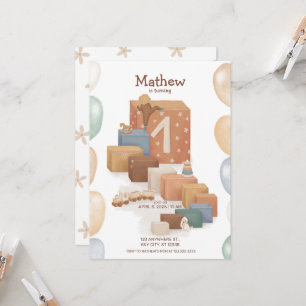 Invitación al primer cumpleaños con estilo retro