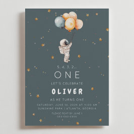 Invitación al primer cumpleaños de astronauta