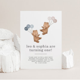 Invitación al primer cumpleaños de Bear Boy Chicas