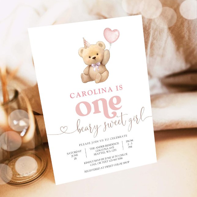 Invitación al Primer Cumpleaños de Beary Sweet (Subido por el creador)