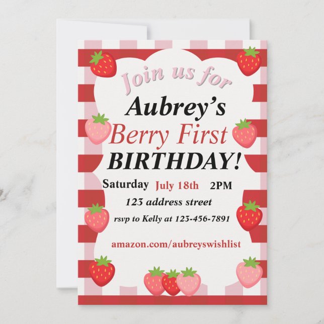 invitación al primer cumpleaños de berry (Anverso)
