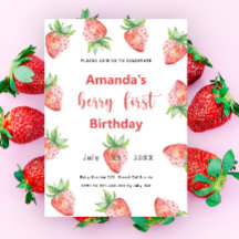 Invitación al primer cumpleaños de Berry | Fresa