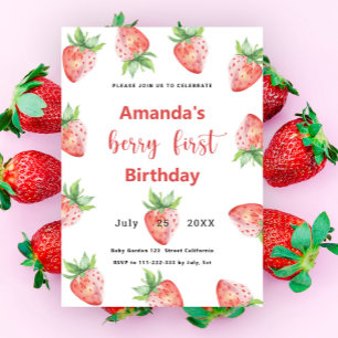 Invitación al primer cumpleaños de Berry Fresa