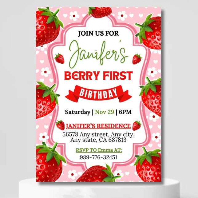 Invitación al primer cumpleaños de Berry, primer n (Subido por el creador)
