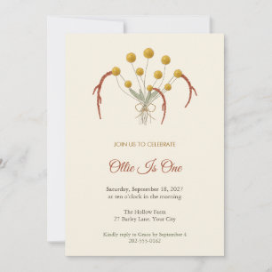 Invitación al primer cumpleaños de Billy Buttons