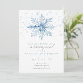 Invitación al primer cumpleaños de Blue Snowflake