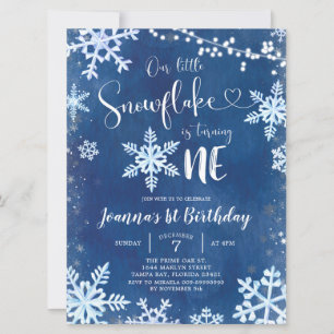 Invitación al primer cumpleaños de Blue Winter Sno