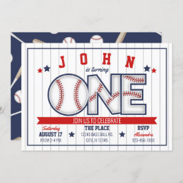 Invitación al primer cumpleaños de Boy Baseball