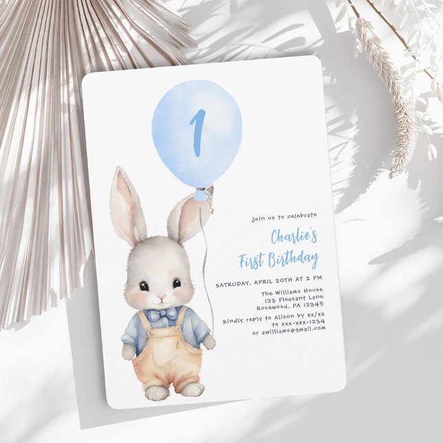 Invitación al primer cumpleaños de Boy Blue Balloo (Subido por el creador)