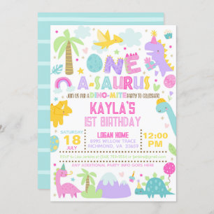 Invitación al primer cumpleaños de Dinosaur ONE A-