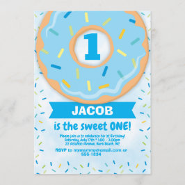 Invitación al primer cumpleaños de Donut Chico roc